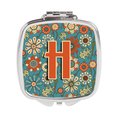 Carolines Treasures Letter H Flowers Retro Blue Compact Mirror CJ2012-HSCM